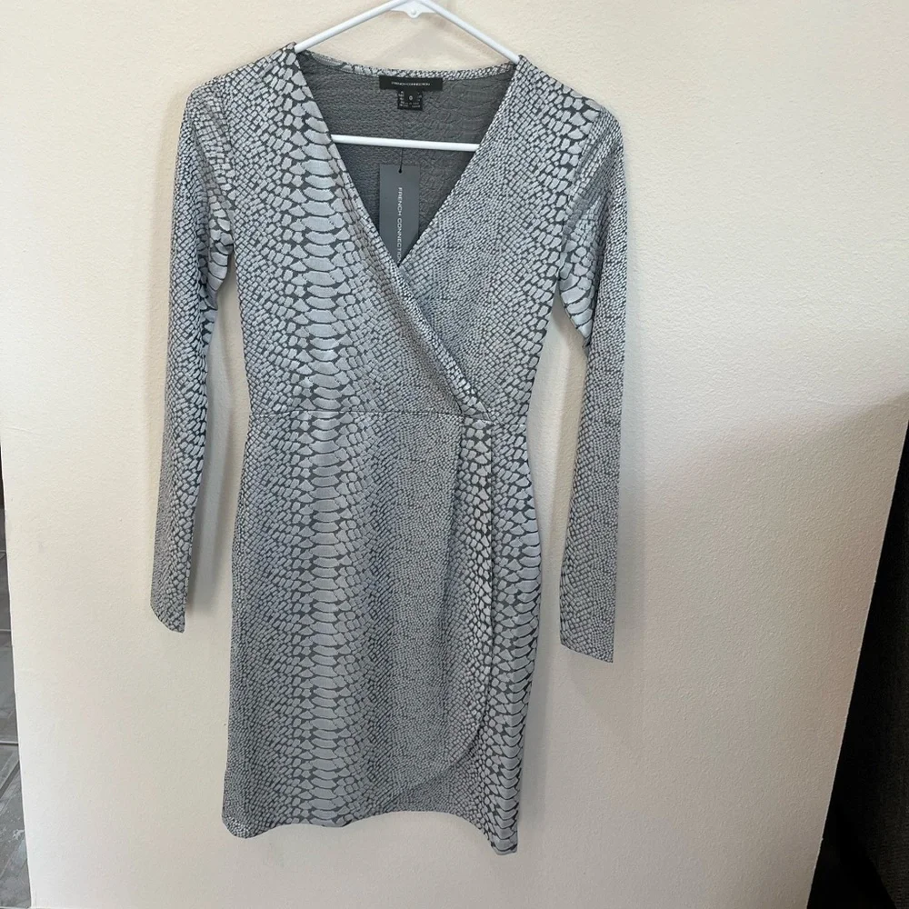 French Connection Long Sleeve Snake Jacquard Dress. - Picture 9 of 11